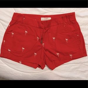 JCrew size 6 flamingo embroidered red chino shorts